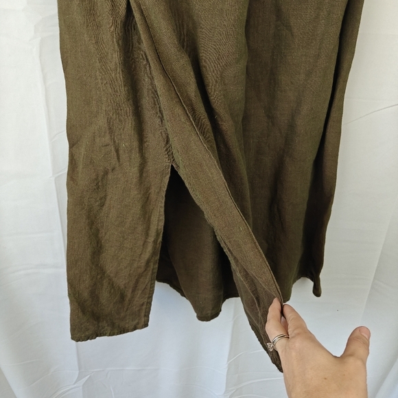 VTG FLAX by Jeanne Engelhart Linen Maxi Slit Skirt Ruddy Brown Medium - Picture 3 of 9